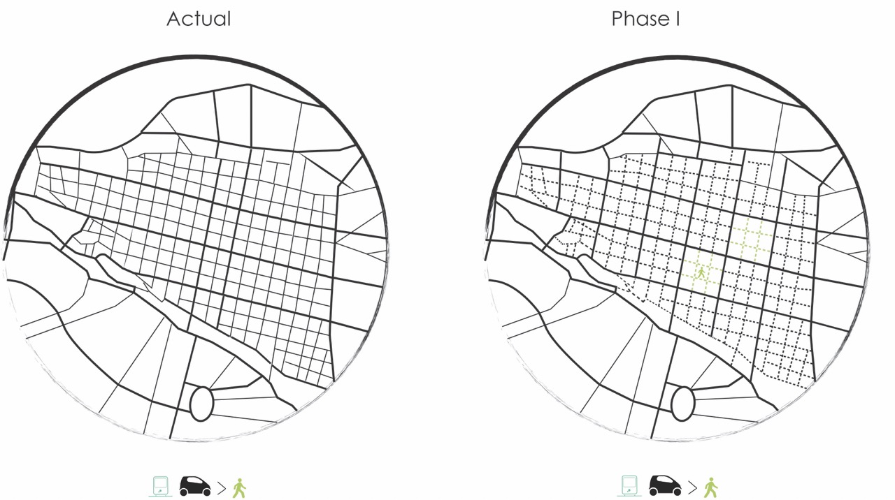 Concept sketch illustrating public space layers